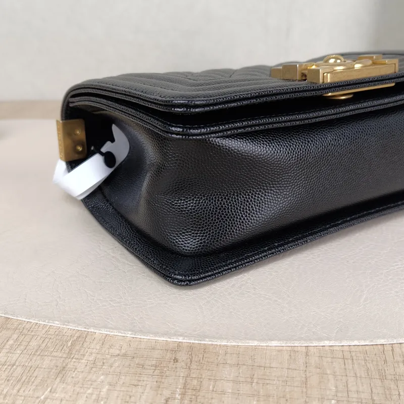 Chanel Crossbody Bag Le Boy​ Black Grained Calfskin Small 20.5 × 8.5 × 12 cm — detail view 14 of 15