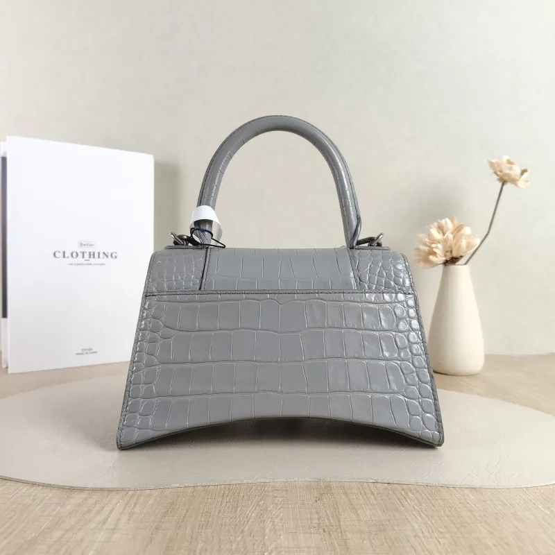 BALENCIAGA Crossbody Bag Hourglass Hourglass Bag Grey Calfskin Small 23 × 10 × 14 cm — cover view 3 of 5