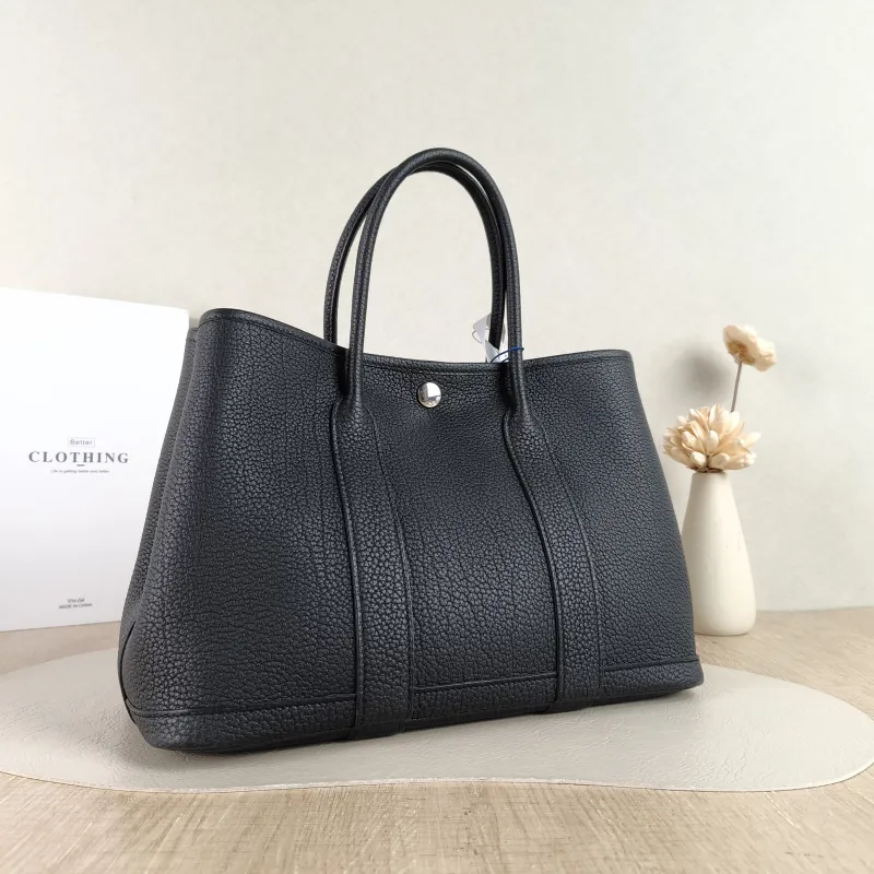 Hermès Top Handle Bag Garden Party 30 30 Black Negonda Calfskin Medium 30 × 13 × 21 cm G — cover view 3 of 6