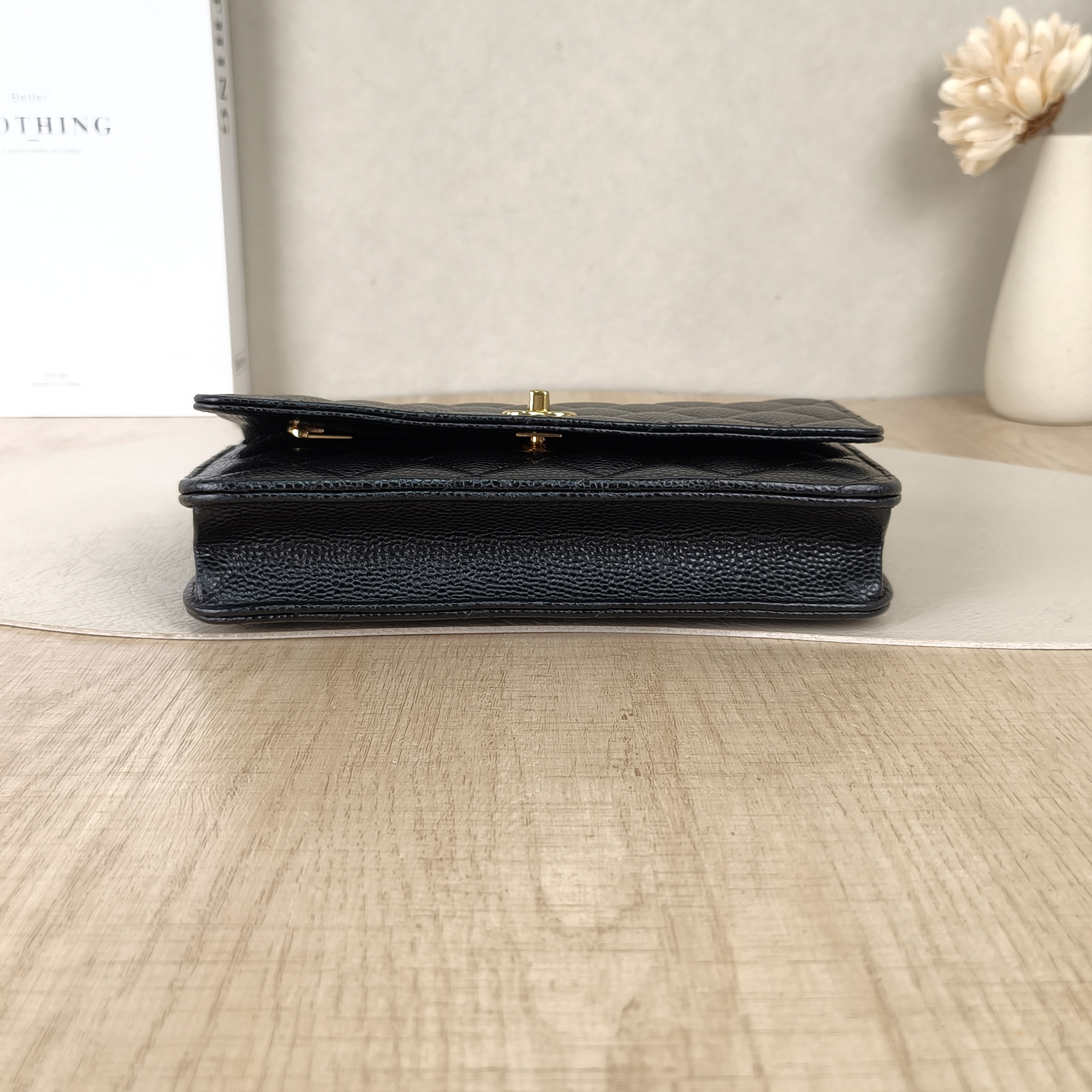 Chanel Crossbody Bag Classic Flap WOC CF WOCWOC Bag Black Grained Calfskinmini19.2 × 3.5 × 12.3 cm — cover view 5 of 5
