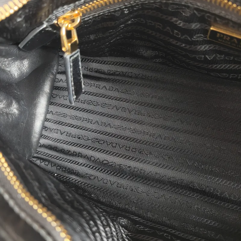 PRADA Shoulder Bag Bonnie Soft Lux Black Waxed Leather Medium 32 × 12 × 15.5 cm — detail view 5 of 11