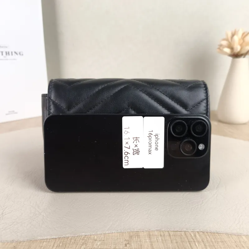 GUCCI Crossbody Bag GG Marmont Mini Marmont Mini Black Calfskin Mini 16.5 × 4.5 × 9.5 cm — cover view 3 of 5
