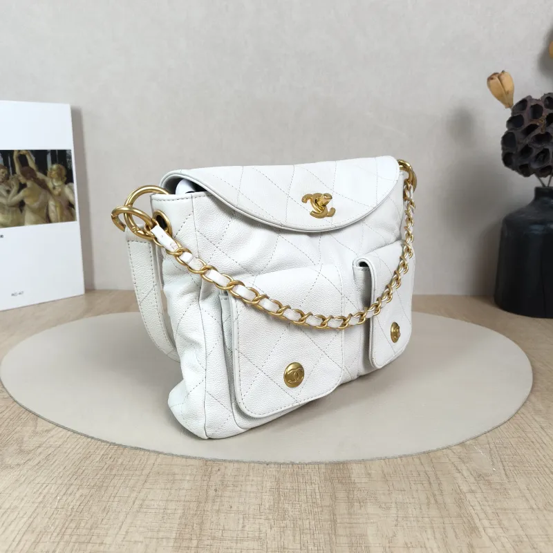 Chanel Shoulder Bag supple twins White Grained Calfskin Small24.5 × 5 × 19 cm — cover view 4 of 5