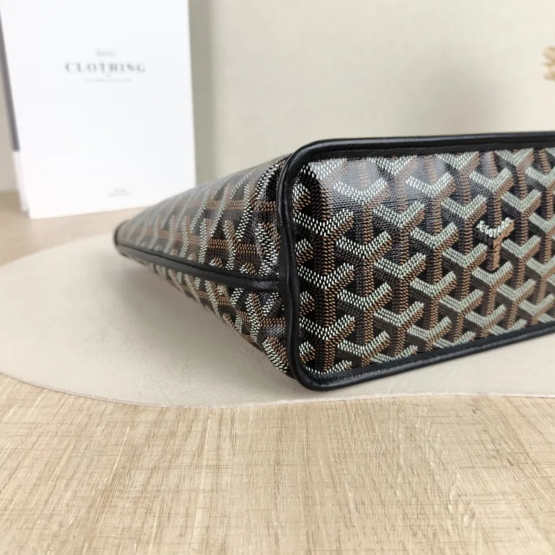 GOYARD Top Handle Bag ANJOU Shopping Tote Black ine Canvas Mini 19.5 × 9 × 19.5 cm — detail view 6 of 11