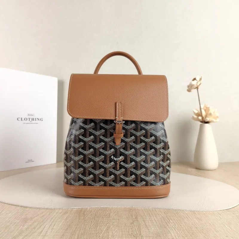 GOYARD Crossbody Bag ALPIN Backpack Brown ine Canvas Mini 19 × 9.5 × 23 cm