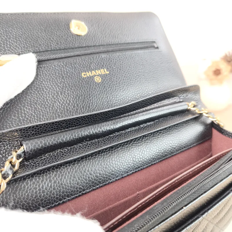 Chanel Crossbody Bag Classic Flap WOC CF WOCWOC Bag Black Grained Calfskin Mini 19.2 × 3.5 × 12.3 cm — detail view 6 of 11
