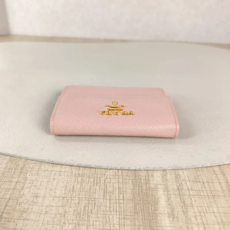 PRADA Wallet Cardholder Pink Calfskin 9.8 × 1.5 × 6.5 cm — detail view 6 of 8
