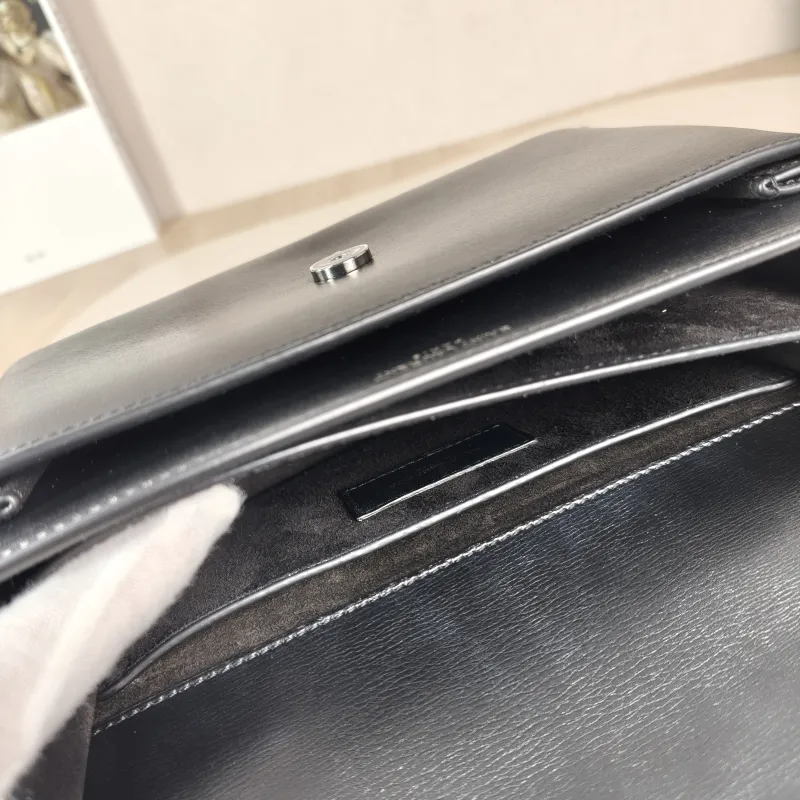 SAINT LAURENT Crossbody Bag SUNSET Black Calfskin Medium 22 × 6.5 × 16 cm — detail view 4 of 13