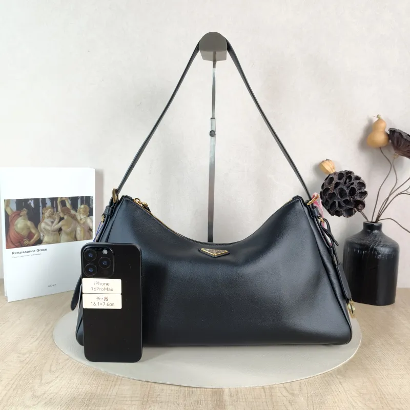 PRADA Shoulder Bag Aimée Black Calfskin One Size 38 × 11 × 22 cm — cover view 5 of 6