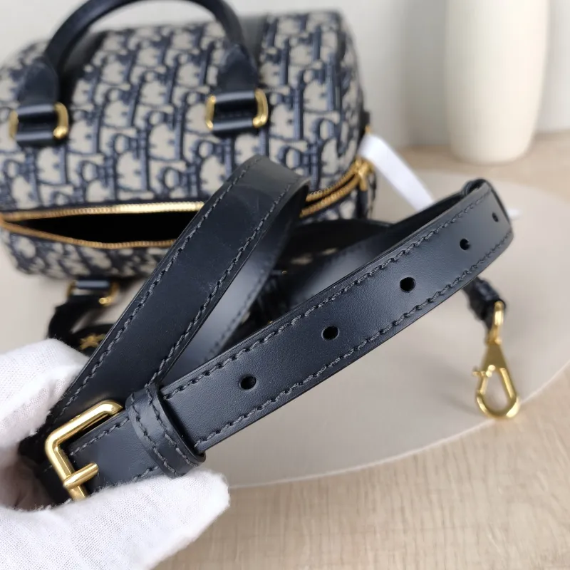 DIOR Crossbody Bag Groove 20 Top Handle Bag Blue Canvas Small 20.5 × 12 × 13.5 cm — detail view 10 of 15