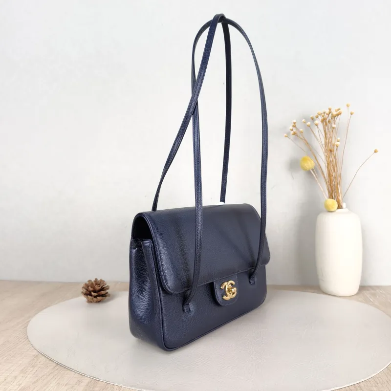 Chanel Shoulder Bag 26p preppy coco Navy Grained Calfskin Small 22 × 7 × 15 cm — cover view 5 of 6