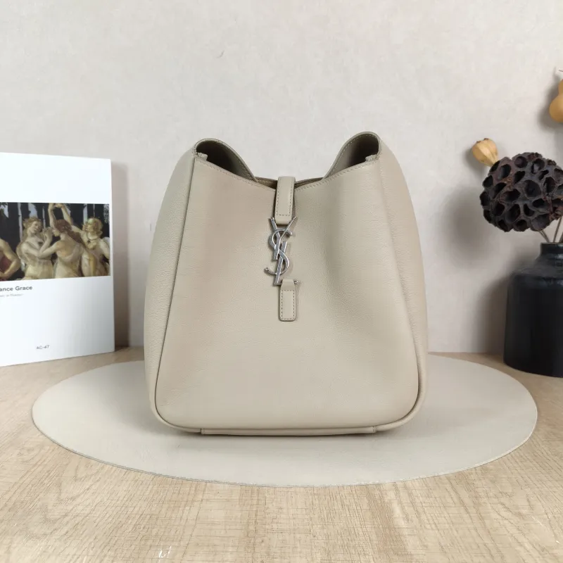 SAINT LAURENT Shoulder Bag LE 5 À 7 Hobo Grey Calfskin Small22 × 8.5 × 23 cm