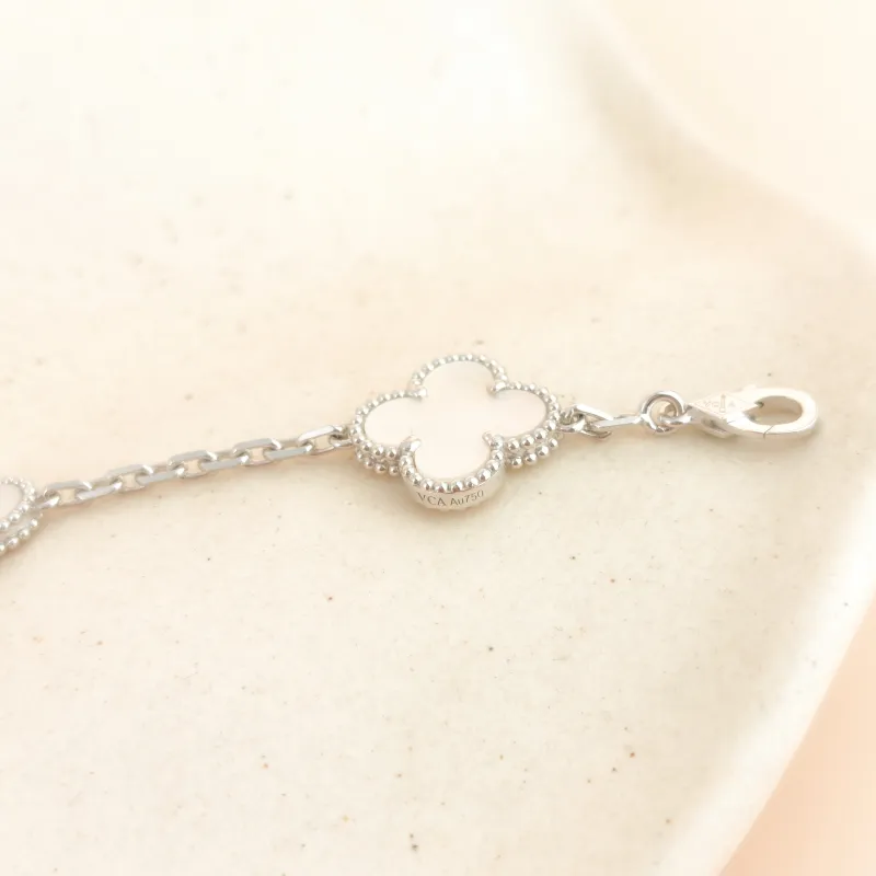 Van Cleef & Arpels Bracelet Alhambra Alhambra Collection Five-Motif Bracelet Pearl · White Mother-of-Pearl 18KW hite Gold Pearl Vintage Small 1.5 ×… — cover view 6 of 8