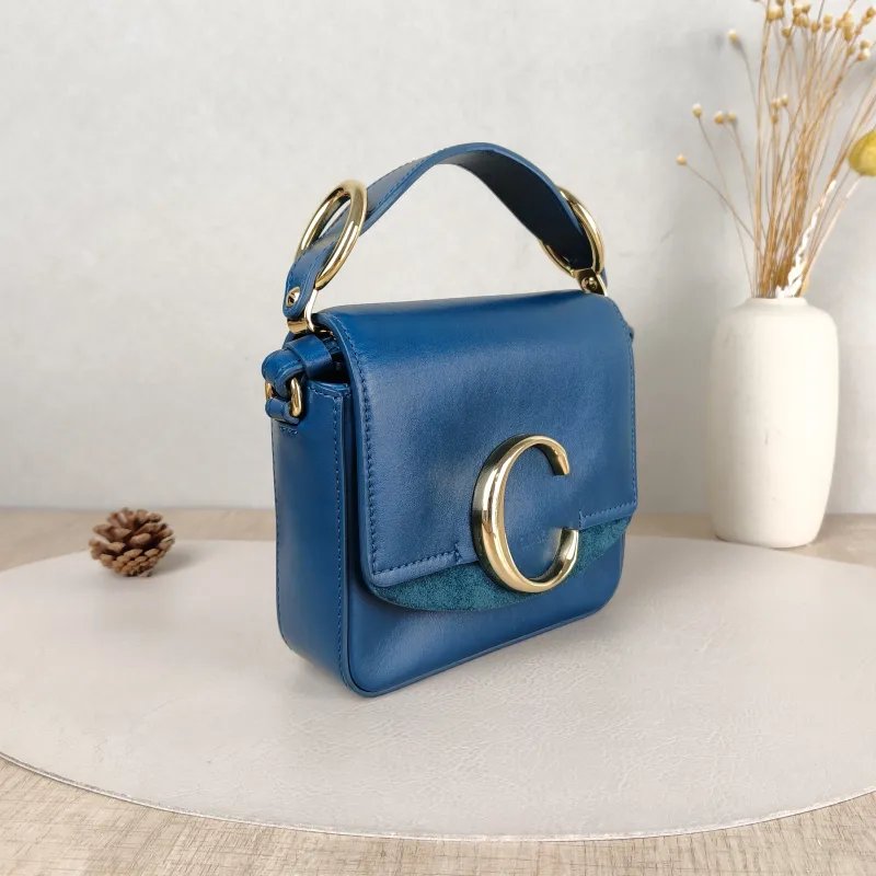 Chloé Crossbody Bag Top Handle Crossbody Bag Blue Calfskin One Size 16 × 5 × 14 cm — cover view 4 of 5