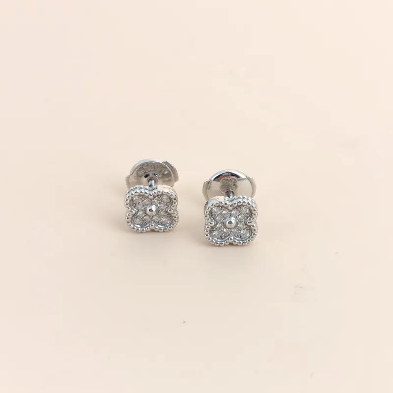 Van Cleef & Arpels Earrings Alhambra White Gold18KW hite Gold Diamond Sweet Mini