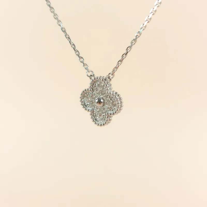 Van Cleef & Arpels Necklace Alhambra Alhambra Collection Pavé Diamond White Gold 18KW hite Gold Diamond Vintage Small 42cm — cover view 11 of 11