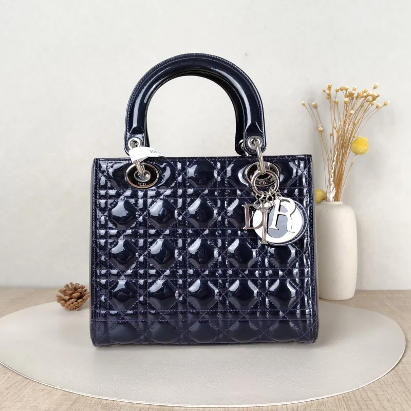 DIOR Top Handle Bag Lady Lady Dior Bag Patent Leather Medium24 × 12 × 21 cm