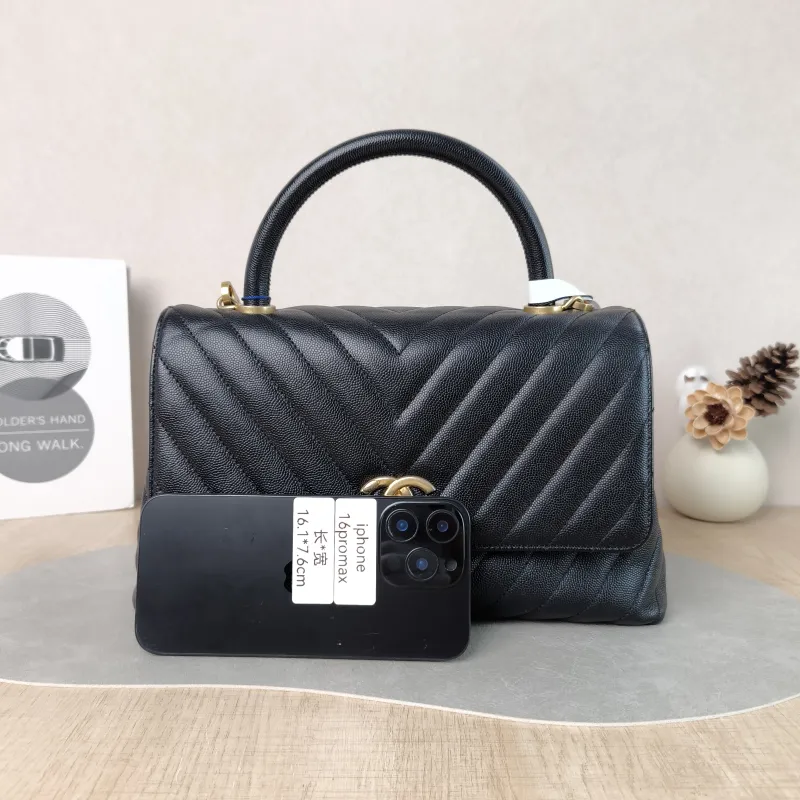 Chanel Top Handle Bag Coco Handle Black with Gold-Tone Hardware V Grained Calfskin Medium 29 × 12 × 18 cm 26 — cover view 5 of 5