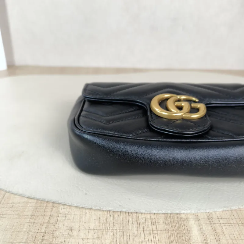GUCCI Crossbody Bag GG Marmont Mini Marmont Mini Black Calfskin Mini 16.5 × 4.5 × 9.5 cm — detail view 12 of 12