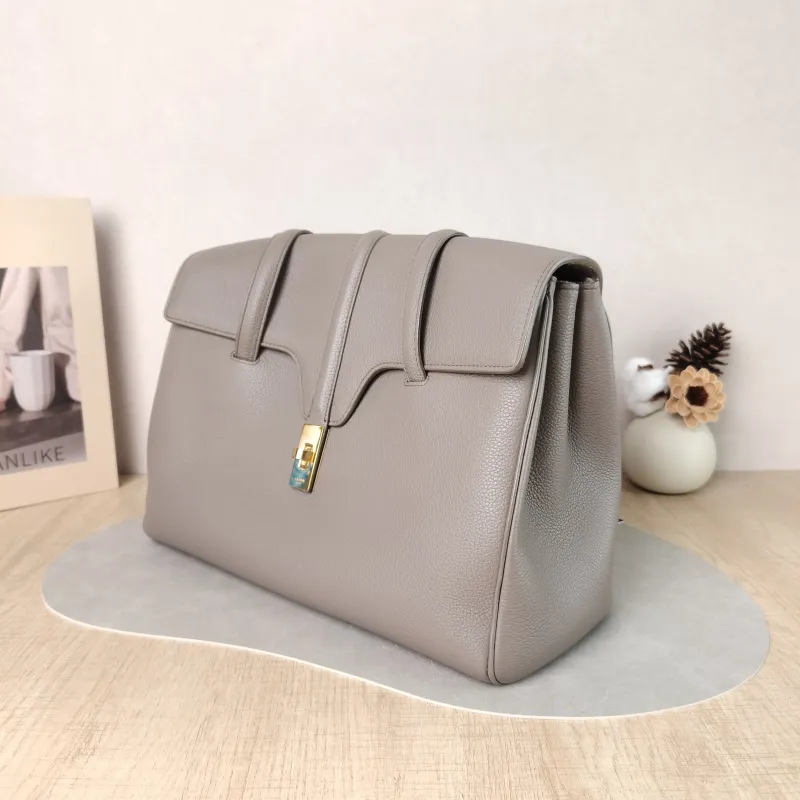 CELINE Shoulder Bag Soft 16Shoulder Bag Grey Calfskin Medium 32 × 15 × 24 cm — cover view 2 of 5