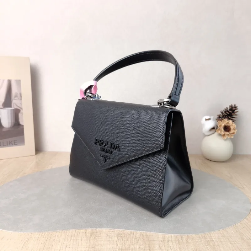 PRADA Shoulder Bag Shoulder Bag Black Calfskin One Size 24 × 12 × 17 cm — cover view 3 of 5