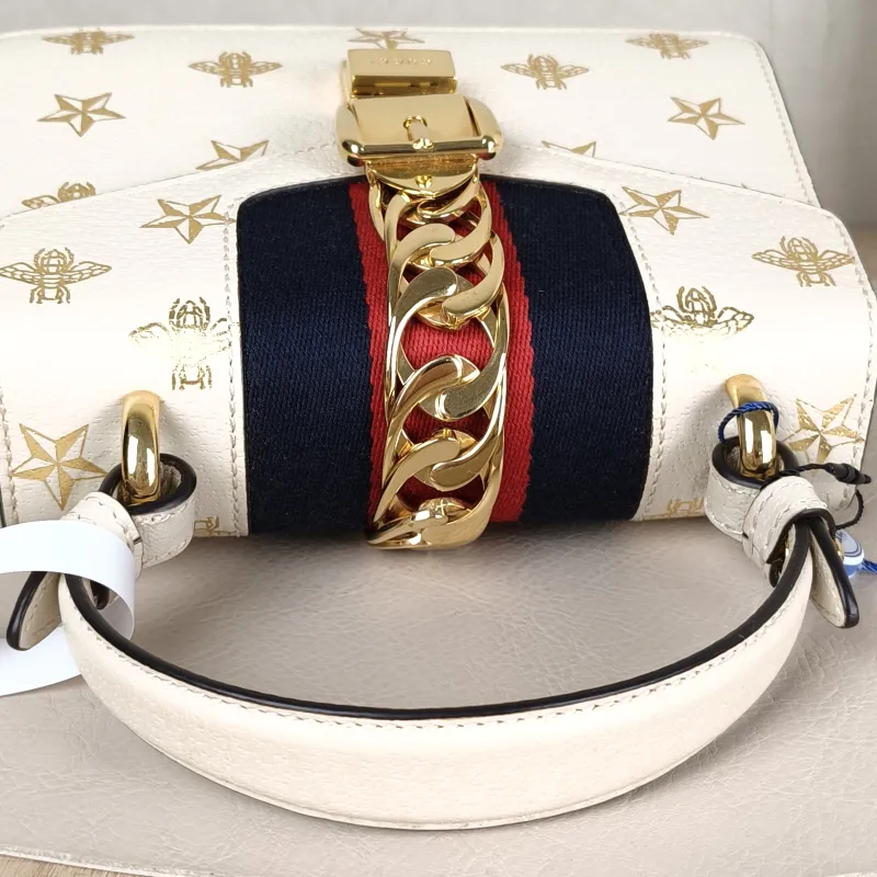 GUCCI Crossbody Bag Sylvie Edition White Calfskinmini20 × 8 × 14 cm — detail view 9 of 13