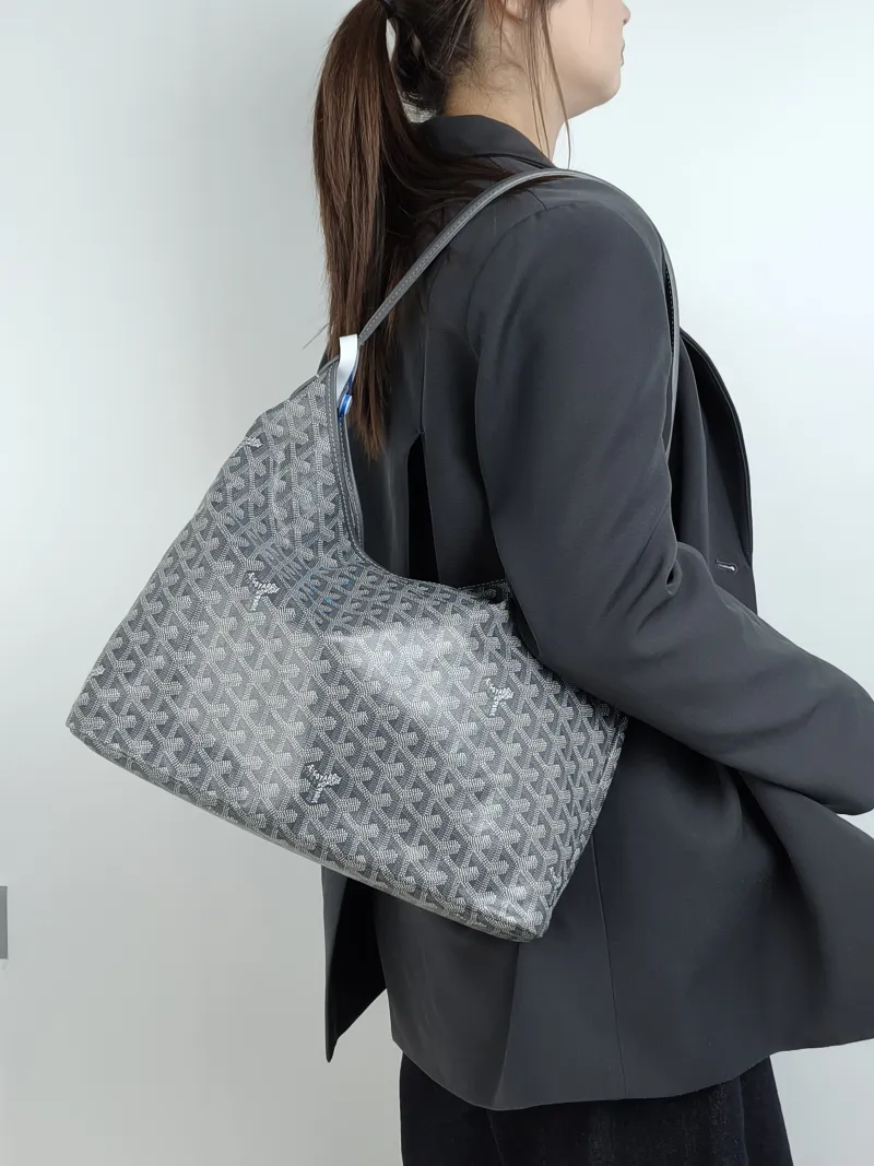 GOYARD Shoulder Bag Boheme Hobo​ Grey ine Canvas Small 43 × 14 × 27 cm — on-model view 1 of 2
