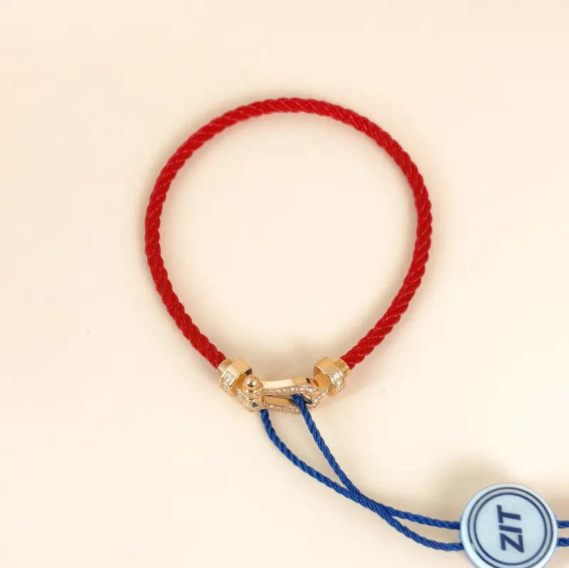 FRED Bracelet Force 10 Collection Bracelet Red Diamond18KR ose Gold Medium2*1cm