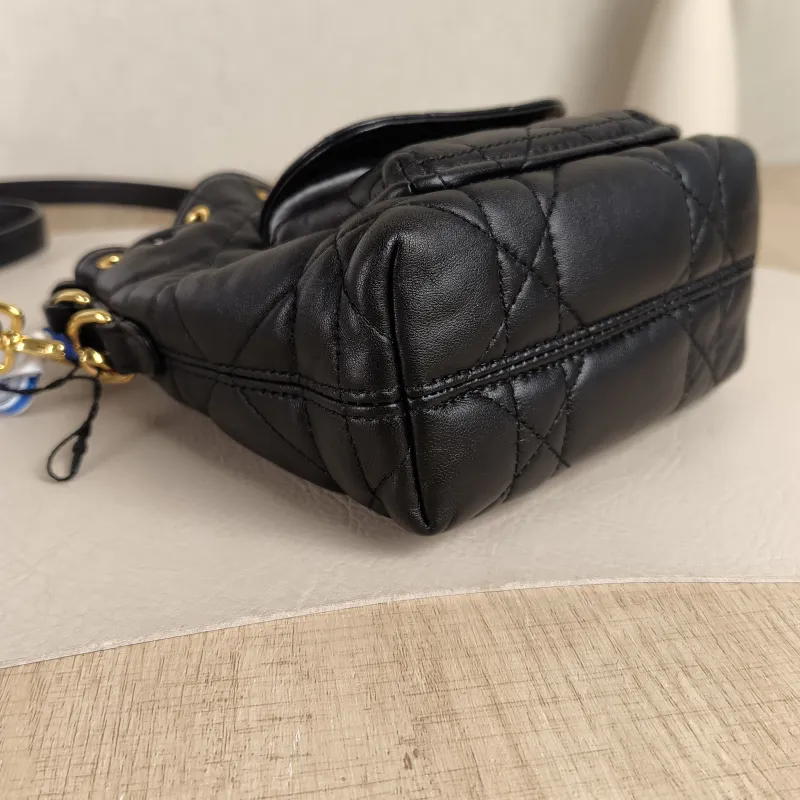 DIOR Crossbody Bag Caro Bucket Bag Black Lambskinmini14 × 7 × 15 cm — detail view 11 of 12