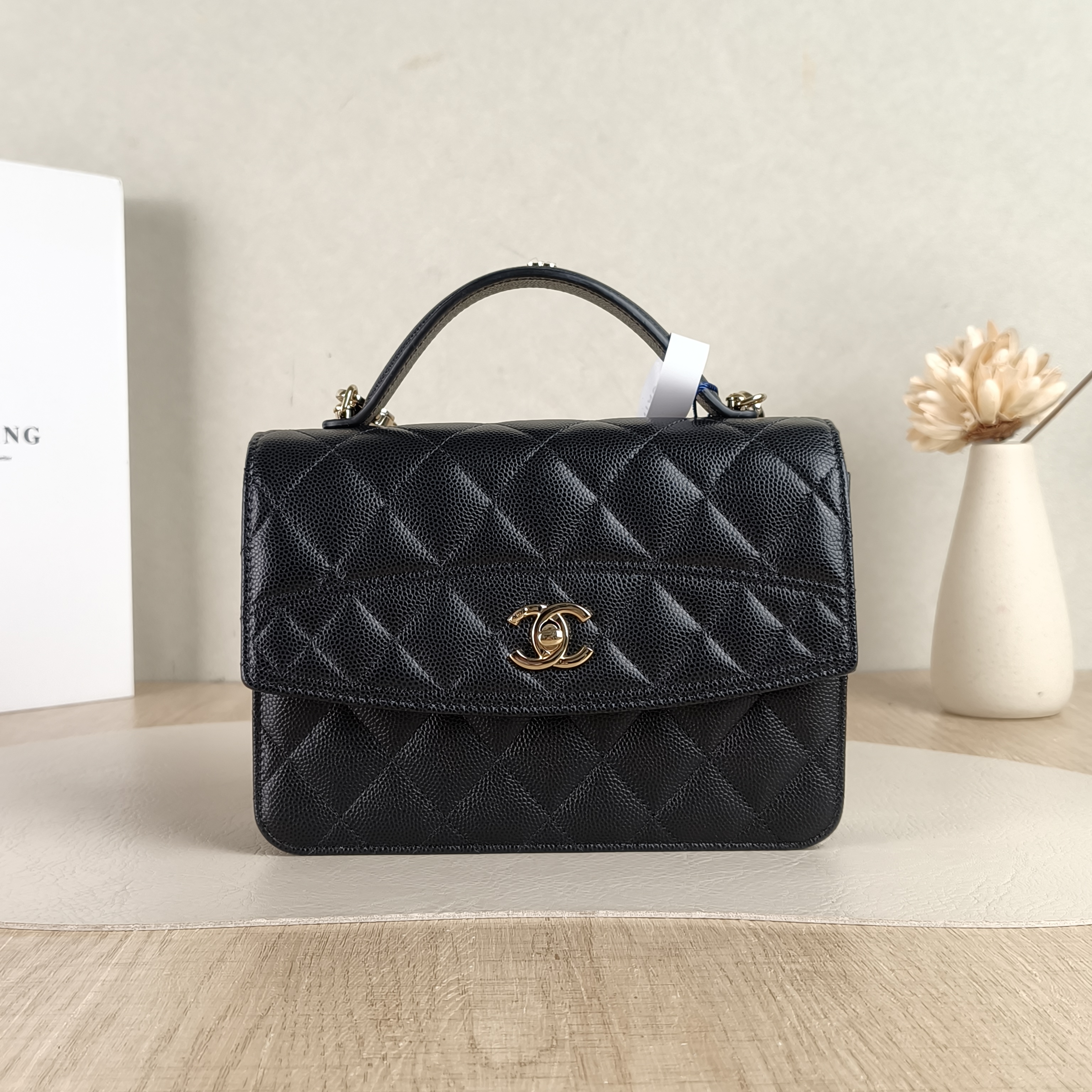 Chanel Backpack Backpack Black Grained Calfskin One Size18.2 × 5 × 14 cm