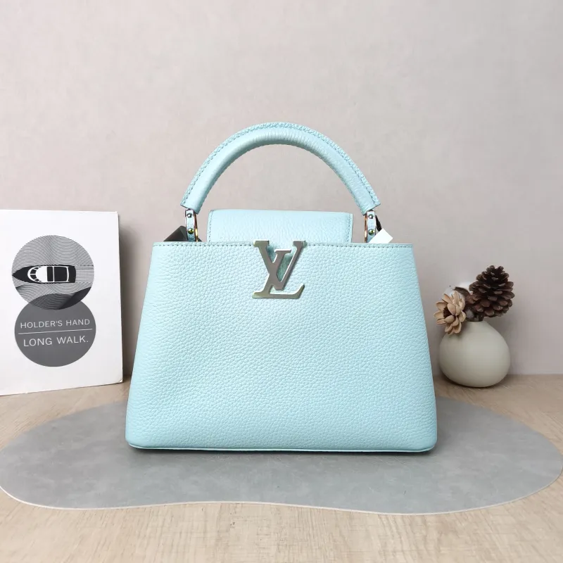 Louis Vuitton Top Handle Bag Capucines Blue Calfskin BB 27 × 9 × 17.5 cm
