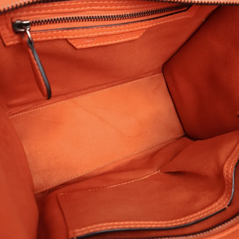 CELINE Top Handle Bag Luggage Micro Red Calfskin Medium26 × 13 × 27 cm — detail view 6 of 12