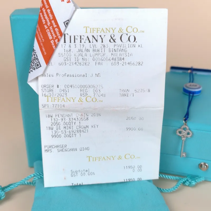 Tiffany&Co. Necklace Keys Collection Necklace Pendant White Gold Diamond18KW hite Gold One Size 2.6cm Pendant — detail view 1 of 1