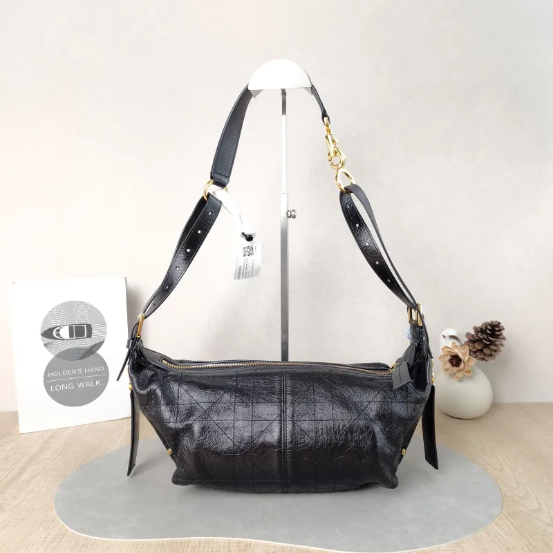 DIOR Shoulder Bag D-Journey Shoulder Bag Hobo Black Calfskin Small 25.5 × 14 × 14.5 cm