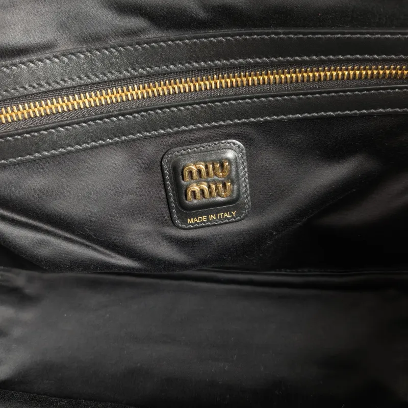 Miumiu Top Handle Bag Beau Black Calfskin Large 34 × 10 × 23 cm — detail view 1 of 12