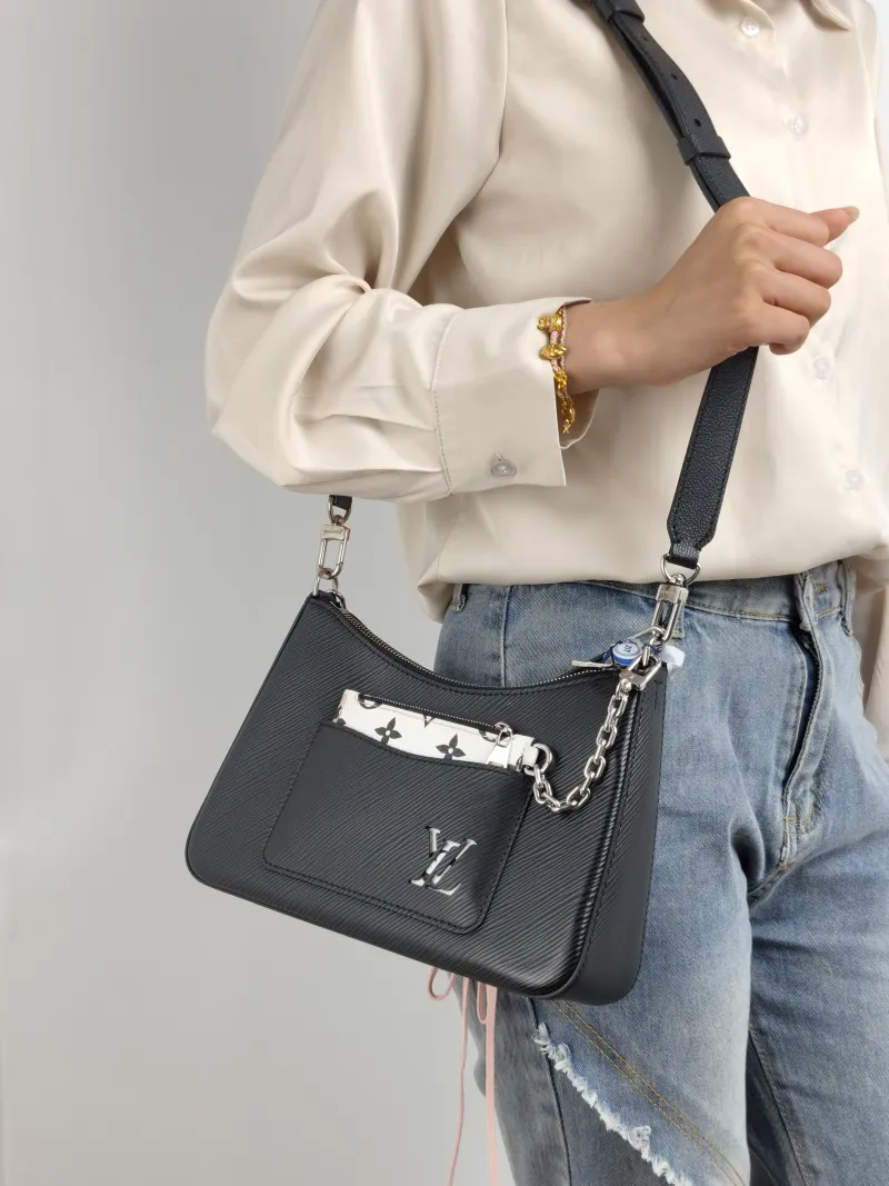 Louis Vuitton Crossbody Bag MARELLE Black Epi Embossed Calfskin Small 25 × 8 × 15 cm — on-model view 1 of 3