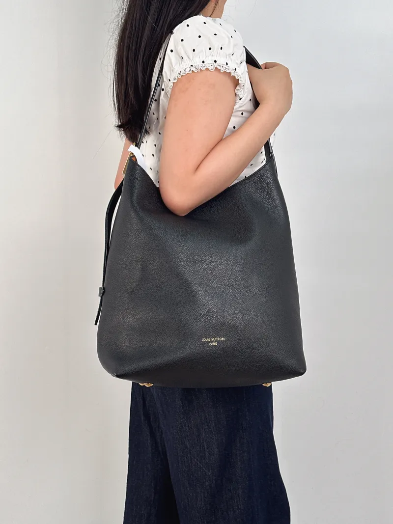 Louis Vuitton Shoulder Bag Low Key Hobo Shoulder Bag Black Calfskin Medium31 × 18 × 35 cm — on-model view 1 of 1
