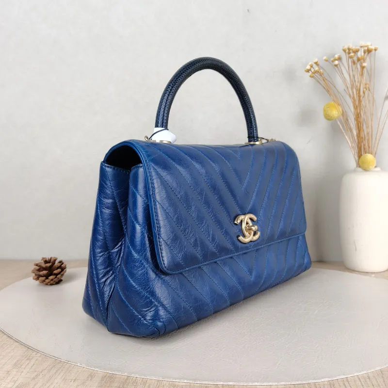 Chanel Top Handle Bag Coco Handle Blue V Calfskin Medium 29 × 12 × 18 cm 24 — cover view 4 of 5