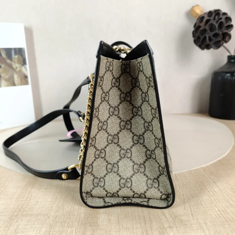 GUCCI Shoulder Bag Padlock Tote Black Monogram PVC Medium 26 × 10 × 18 cm — detail view 3 of 9