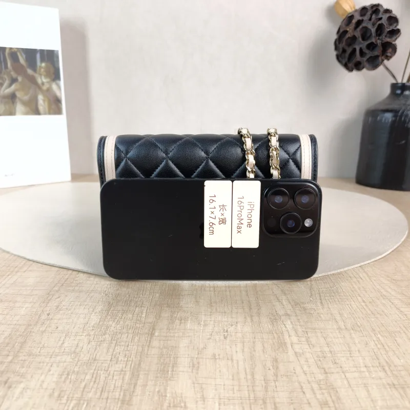 Chanel Crossbody Bag CF Mini WOC Crossbody Bag Black Pink Lambskin One Size 17 × 4 × 10 cm — cover view 3 of 5