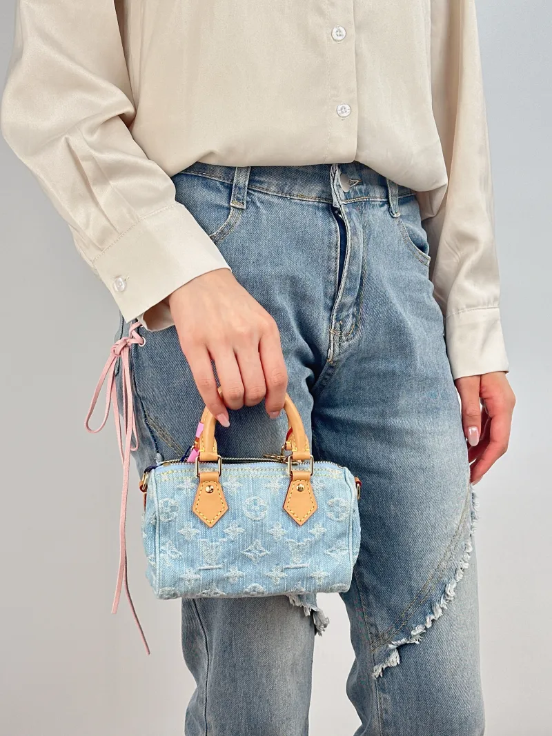 Louis Vuitton Crossbody Bag Speedy Nano Blue nano 16 × 7.5 × 10 cm — on-model view 2 of 2