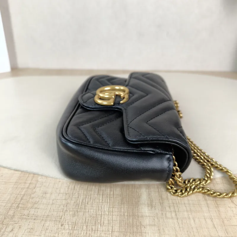 GUCCI Crossbody Bag GG Marmont Mini Marmont Mini Black Calfskin Mini 16.5 × 4.5 × 9.5 cm — detail view 9 of 12