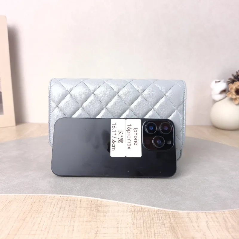 Chanel Crossbody Bag Classic Flap WOC CF WOCWOC Bag Grey Grained Calfskin Mini 19.2 × 3.5 × 12.3 cm — cover view 4 of 5