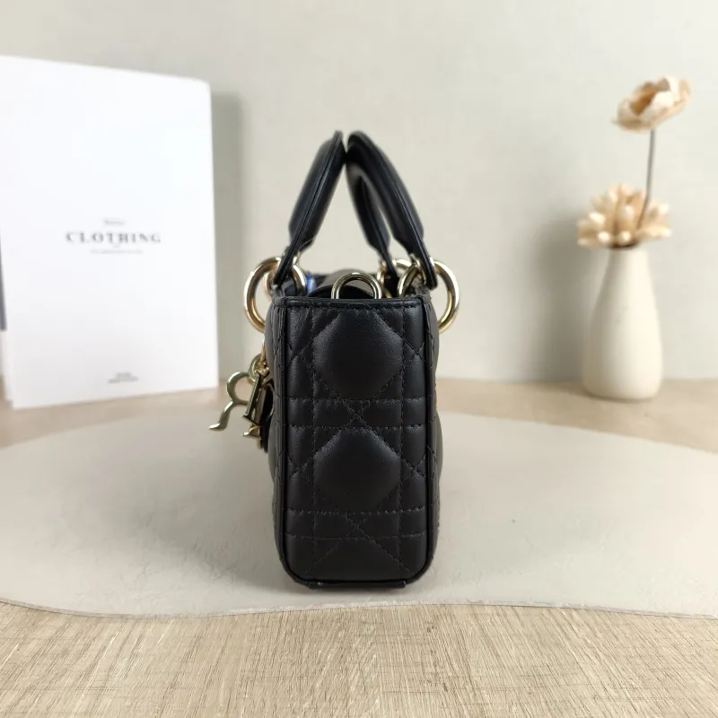 DIOR Top Handle Bag Lady D-Joy Black Lambskin Small 22 × 6 × 11 cm — detail view 5 of 10