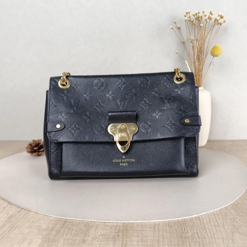 Louis Vuitton Shoulder Bag VAVIN Black Empreinte Embossed Calfskin Monogram Small25 × 9.5 × 17 cm