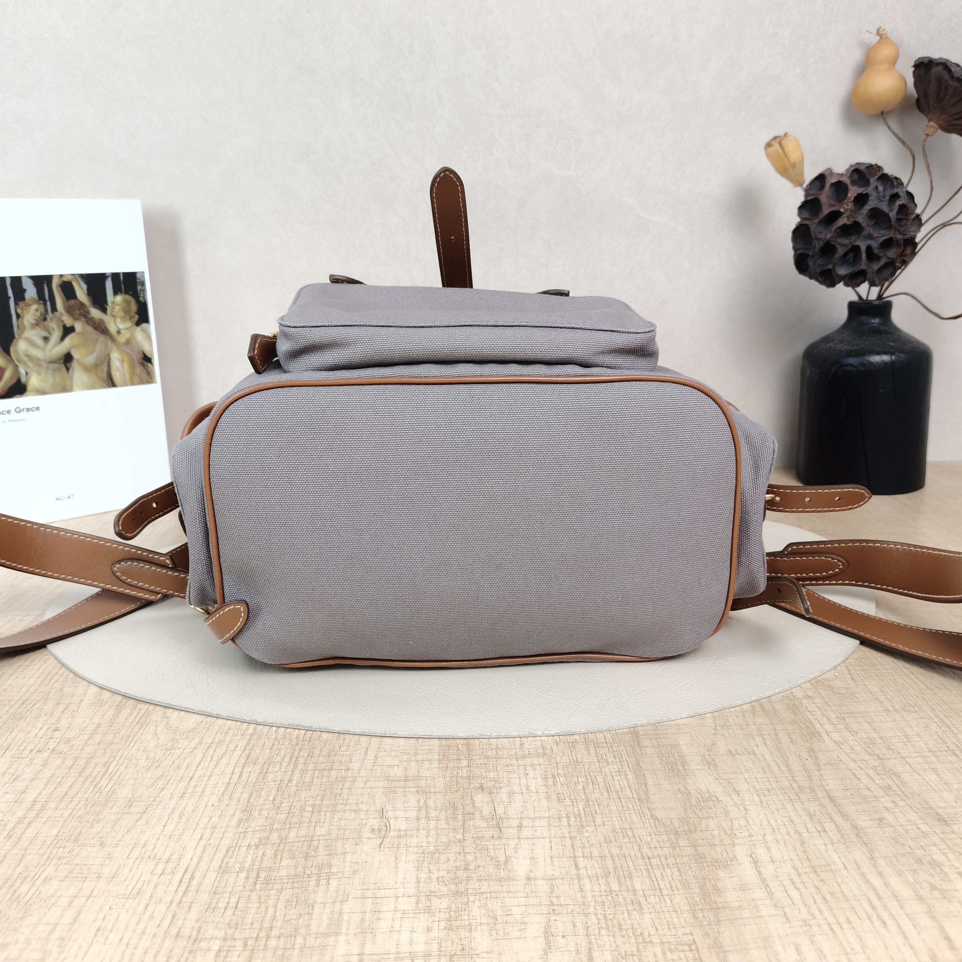 Miumiu Backpack Backpack Grey Canvas Large25 × 12.5 × 29.5 cm — cover view 4 of 6