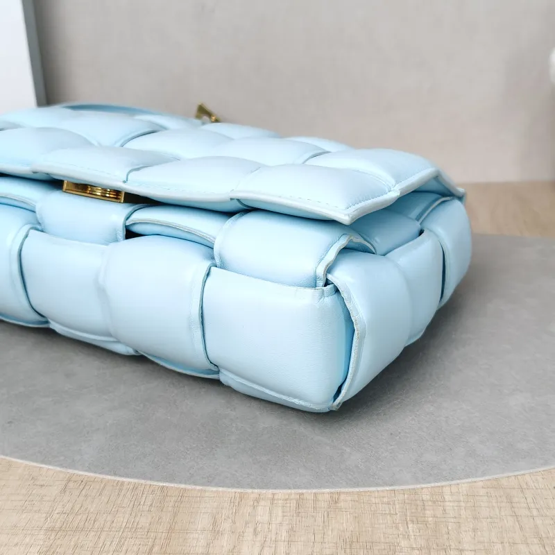 Bottega Veneta Crossbody Bag Padded Cassette Woven Blue Lambskin Medium26 × 8 × 18 cm — detail view 7 of 14