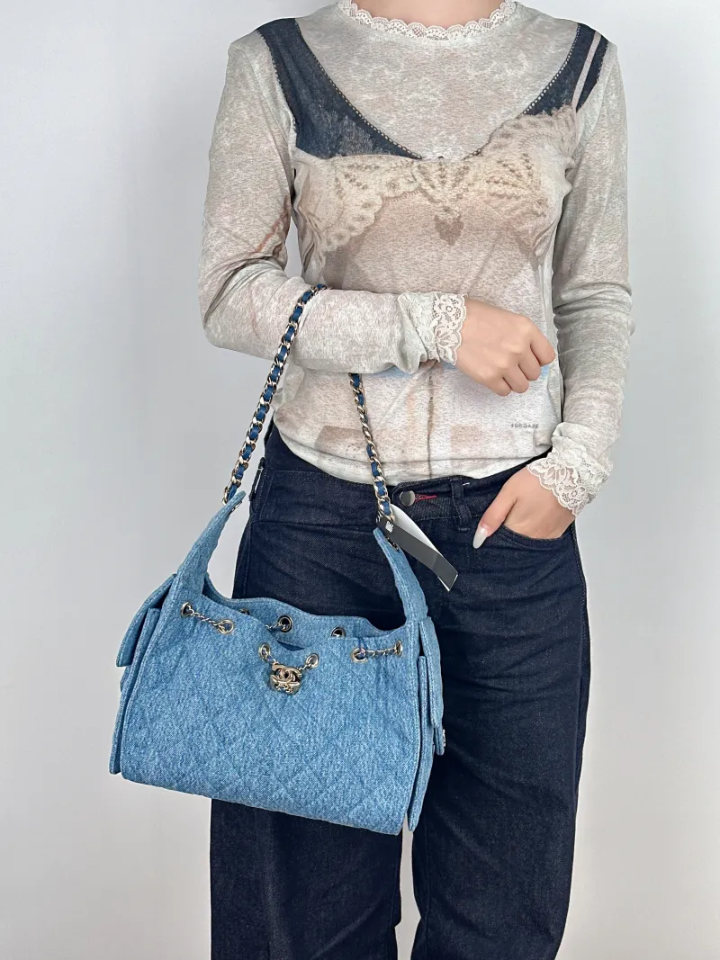 Chanel Shoulder Bag25Bag Blue Small26 × 14 × 30 cm — on-model view 2 of 2