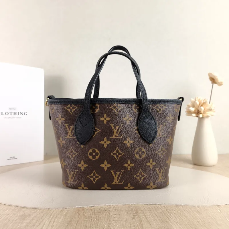 Louis Vuitton Crossbody Bag NEVERFULL INSIDE OUT BB Black PVC · Calfskin BB 26.5 × 11 × 16.5 cm