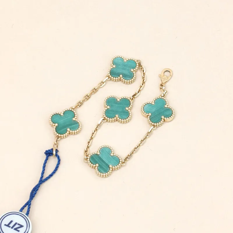 Van Cleef & Arpels Bracelet Alhambra Alhambra Collection Five-Motif Bracelet Malachite18KY ellow Gold Vintage Small19cm — cover view 9 of 11